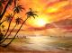 Palmen und Strand - peter paint - Acryl auf Leinwand - Abend - Impressionismus