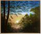 Traumwald im FrÃ¼hling - Marianne Koroll - Ãl auf Leinwand - Himmel-Wald-Wolken-FrÃ¼hling-Sommer-Sonnenuntergang - Fotorealismus-GegenstÃ¤ndlich-Naturalismus-Realismus