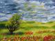 Landskap - Kleopatra Aurel - Ãl auf Leinwand - Himmel-Wiese-Wolken-Sommer-Sonne - Impressionismus