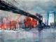 NY. Brooklyn Bridge IV - Johann Pickl - Aquarell auf Karton - Landschaft-Sonstiges - Expressionismus