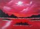Abendsonne - Simone Gehrmann -  auf Leinwand - Mystik-Berge-See-Abend-Sonnenuntergang - 