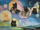 cats in bubbles - Katja Humbs - Acryl auf Leinwand - Fantastisch-Katzen-Berge-Himmel-Meer-See - Surrealismus
