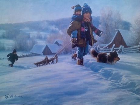 Kinder im Schnee - Admir Gabela - Array auf  -  - 