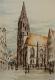 St. Lamberti-Kirche in MÃ¼nster - Matteo Rauhut - Mischtechnik auf Papier - Stadtansichten-Geschichte-Religion - Realismus