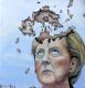 Angela Merkels Exploding Head - Katja Humbs - Acryl auf Leinwand - Abstrakt-Fantastisch-Humor-Gesellschaftskritik-Frauen-Gesichter - 