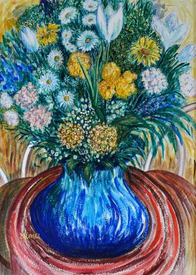 Blumenstrauß in blauer Vase - Wolfgang Blümel - Array auf Array - Array - 