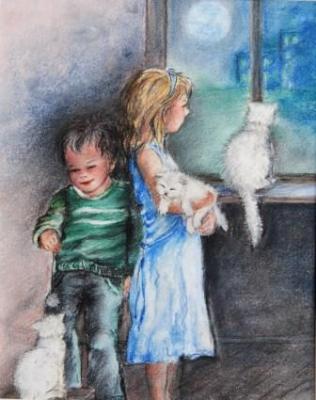 Kinder mit Katzen - Helen Lang - Array auf Array - Array - 