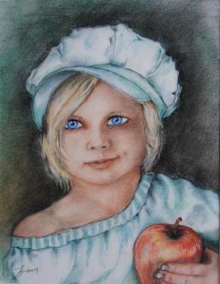 Mädchen mit Apfel - Helen Lang - Array auf Array - Array - 