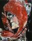 ---Woman in red - Karl-Heinz Schicht - Mischtechnik auf Papier - Portrait - Abstrakt