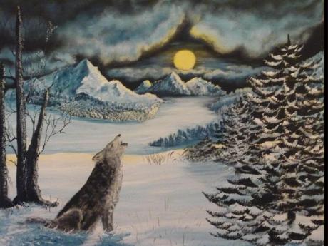 Vollmond / einsamer Wolf - Edith Schroll - Array auf Array - Array - Array Vollmond / einsamer Wolf - Edith Schroll - Array auf Array - Array - Array