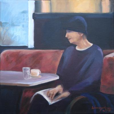 Frau im Café - ingrid wenz-gahler - Array auf Array - Array - Array