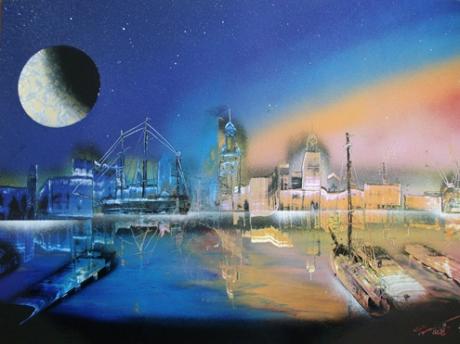 Hamburger Skyline - Spraycasso - auf - Array - Hamburger Skyline - Spraycasso - auf - Array -