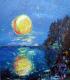 Roter Mond - Bernd Fricke - Ãl auf Leinwand - See-Abend-Morgen - Impressionismus