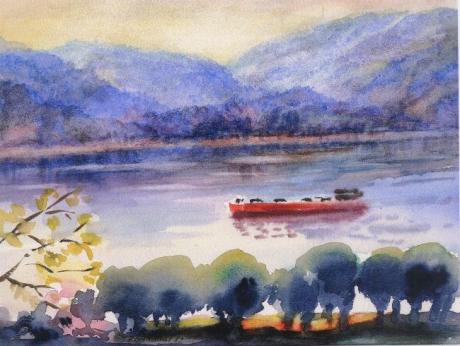 am Rhein, Aquarell, Helga Rosendahl - Eva Goerlich - auf - Array - am Rhein, Aquarell, Helga Rosendahl - Eva Goerlich - auf - Array -