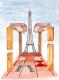 Eiffelturm (1999) GeoArt - Sigurd SchÃ¶nherr    Kunstgarage.com - Aquarell auf Papier - Sonstiges - 