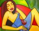 Frau mit Rotwein (2001) Ekaterina MorÃ© - Ekaterina MorÃ© - Acryl auf Leinwand - Sonstiges-Frauen - 