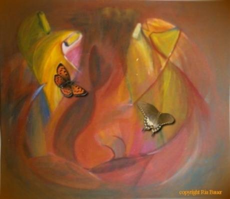 Schmetterlinge auf Abstrakt (1991) - Ria Bauer - Array auf Array - Array - Array