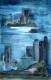 Stadt im Wasser - Petra (Pyro) Engelhardt - Acryl-Aquarell-Mischtechnik auf Leinwand - Fantastisch-Stadtansichten-Meer - Surrealismus