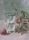 Glas mit Vogelbeeren  - Emma Anders - Aquarell auf Papier - Botanik-Stillleben - GegenstÃ¤ndlich-Klassisch-Naturalismus
