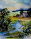 Dorf-Erinnerung - Helen Lang - Aquarell auf  - Landschaft-Sommer - Impressionismus