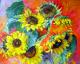 Sonnenblumen - Valeriya  Levenzova - Ãl auf Karton-Leinwand - Sonnenblumen-Stillleben - Klassisch-Naturalismus-Realismus