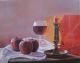 Rote Ãpfel und ein bisschen Wein - Mircea Cozma - Ãl auf Leinwand - Stillleben - Realismus