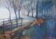 Blue Nature - Ellen Fasthuber-Huemer - Ãl auf Leinwand - Landschaft-Herbst-Nebel - Impressionismus