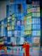Leben in der Hafenciy - Guenther Wunderlich - Acryl auf Papier - Abstrakt-Architektur - Abstrakt