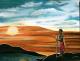 Der Krieger - Mamu Art - Acryl auf Leinwand - Reisen-MÃ¤nner-Himmel-Sonnenuntergang - GegenstÃ¤ndlich