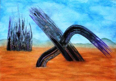 Abstraktum in Landschaft mit verhangenem Himmel - Nagip Naxhije Papazi - Array auf Array - Array - Array