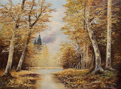 Waldlandschaft im Herbst mit einem Bach - Boris Ivkov - Array auf Array - Array - Array Waldlandschaft im Herbst mit einem Bach - Boris Ivkov - Array auf Array - Array - Array
