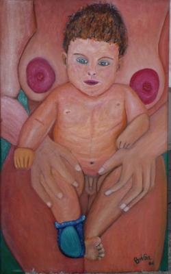 leon  mutter mit baby kinder malerei - brigitte gawron -  auf  - Array - 