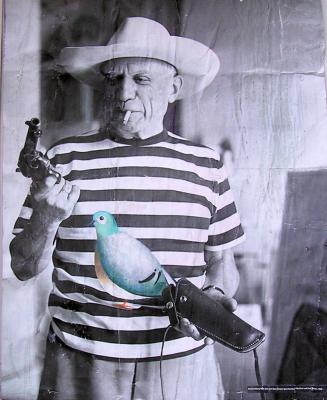 P. Picasso mit Friedenstaube, C-Print, DIN A1 - Marcel Schlesinger - Array auf Array - Array - 