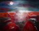 Gedanken bei Nacht - Aleksandra Beckmann - Acryl auf Leinwand - Abstrakt-Fantastisch-Berge-KÃ¼ste-Himmel-Meer-Wolken - Abstrakt-Expressionismus