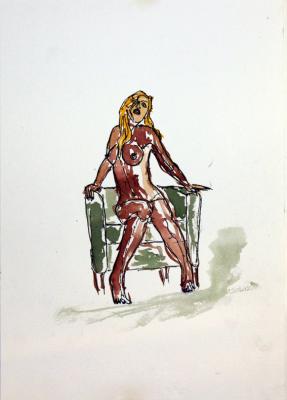 Zeichnung Nude 20 (Aquarellpapier, Tusche, 24x34) - Wolfgang Bretschneider - Array auf Array - Array - Array Zeichnung Nude 20 (Aquarellpapier, Tusche, 24x34) - Wolfgang Bretschneider - Array auf Array - Array - Array