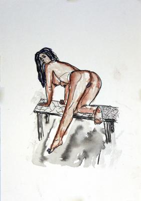 Zeichnung Nude 29 (Aquarellpapier, Tusche, 24x34) - Wolfgang Bretschneider - Array auf Array - Array - Array Zeichnung Nude 29 (Aquarellpapier, Tusche, 24x34) - Wolfgang Bretschneider - Array auf Array - Array - Array