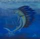 Segelfisch 1, Schwertfisch, Ozean - Jens Eberhardt - Ãl auf Leinwand - Fantastisch-Fische-Meer - Fotorealismus-Naturalismus