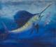Segelfisch 2, Schwertfisch, Ozean - Jens Eberhardt - Ãl auf Leinwand - Fantastisch-Fische-Meer - Fotorealismus-Naturalismus