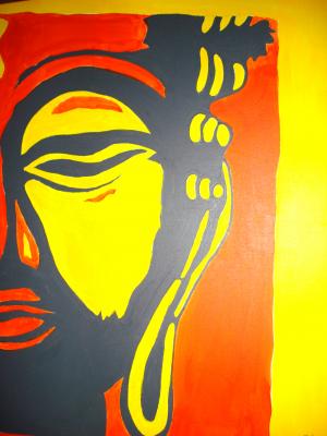 Buddha in Orange, gelb, schwarz - Andrea Maria Toscano - Array auf Array - Array - Array