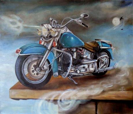 1989 FLSTC Heritage Gemälde einer Harley Davidson - . Mattiesson - Array auf Array - Array - Array