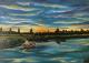 --- - Wassilij Dahmer - Ãl auf Leinwand - Himmel-See-Wald-Wiese-Wolken-Abend-Sommer - Realismus