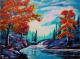 Ufertraum - MaLo, Mario Lorenz - Acryl auf Leinwand - Fantastisch-Bach-Wald-Herbst - 