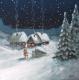 Winternacht  - Emma Anders - Ãl auf Leinwand-Pappe - Schnee-Wald-Abend-Weihnachten - Klassisch-Realismus
