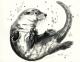Otter 03 - Karin Liste - Tinte-Tusche-Aquarell-Kreide-Mischtechnik auf  - Tiere - Naturalismus