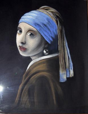 Das Mädchen mit dem Perlenohrring nach Vermeer - Jacqueline Scheib - Array auf Array - Array - 