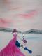 Dame mit dem Flamingo - Malgorzata Rosinska - Acryl auf Leinwand - VÃ¶gel-Schnee - 