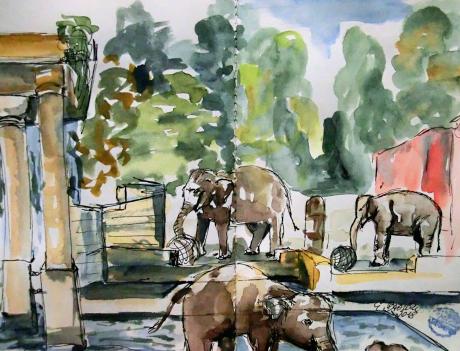 Elefantengehege - Evelyn Brosche - Array auf  - Array - 