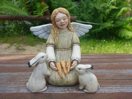 Engel mit Schneehasen - Anna Kirsche -  auf  - Array - 