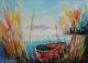 582. Rotes Boot - Hans Schott - Aquarell auf Papier - See - 